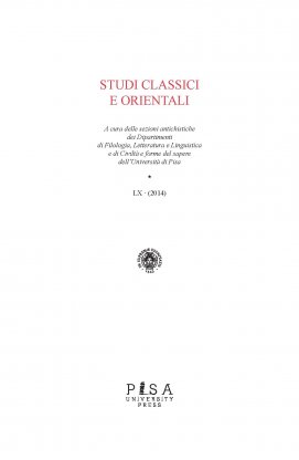 STUDI CLASSICI ORIENTALI - 2014