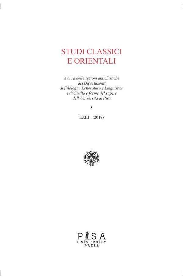 Studi Classici e Orientali LXIII 2017