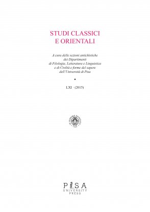 STUDI CLASSICI ORIENTALI 2015