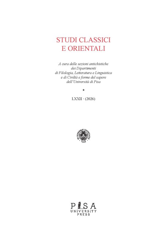 Studi Classici Orientali 2026