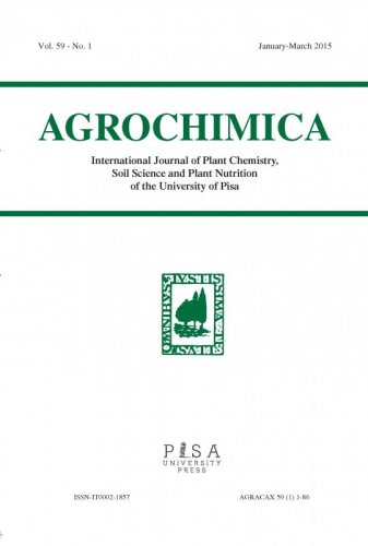 AGROCHIMICA 1 2015 - International Journal of Plant Chemistry, Soil Science and Fertilization of Pisa University