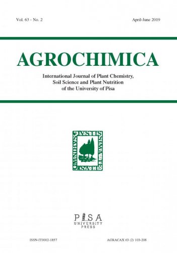 AGROCHIMICA 2 2019 - Rivista Internazionale di Chimica vegetale, Scienza del suolo e Nutrizione delle piante dell’Università di Pisa