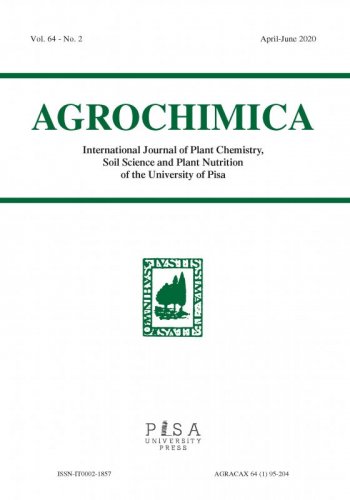 AGROCHIMICA 2 2020 - Rivista Internazionale di Chimica vegetale, Scienza del suolo e Nutrizione delle piante dell’Università di Pisa