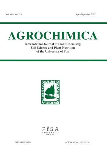 Agrochimica 2-3 2022 - Rivista Internazionale di Chimica vegetale, Scienza del suolo e Nutrizione delle piante dell’Università di Pisa