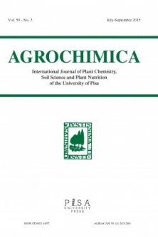 AGROCHIMICA 3 2015 - International Journal of Plant Chemistry, Soil Scienc
