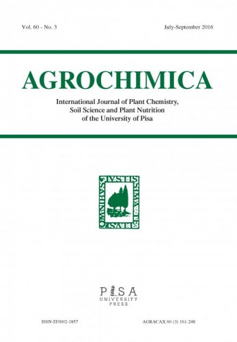 AGROCHIMICA 3 2016 - International Journal of Plant Chemistry, Soil Science and Plant Nutrition of the University of Pisa