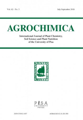 AGROCHIMICA 3 2018 - International Journal of Plant Chemistry,Soil Science and Plant Nutritionof the University of Pisa