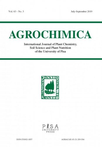 AGROCHIMICA 3 2019 - Rivista Internazionale di Chimica vegetale, Scienza del suolo e Nutrizione delle piante dell’Università di Pisa