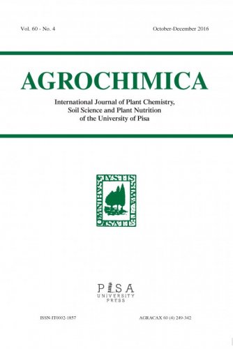 AGROCHIMICA 4 2016 - International Journal of Plant Chemistry, Soil Science and Plant Nutrition of the University of Pisa