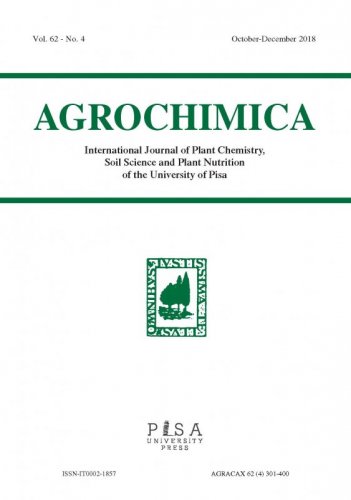 AGROCHIMICA 4 2018 - Rivista Internazionale di Chimica vegetale, Scienza del suolo e Nutrizione delle piante dell’Università di Pisa