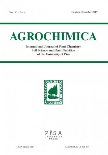 AGROCHIMICA 4 2019 - Rivista Internazionale di Chimica vegetale, Scienza del suolo e Nutrizione delle piante dell’Università di Pisa
