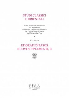 EPIGRAFI DI IASOS - Studi Classici Orientali, Nuovi supplementi II
