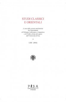 Studi Classici Orientali 2016 - vol. LXII
