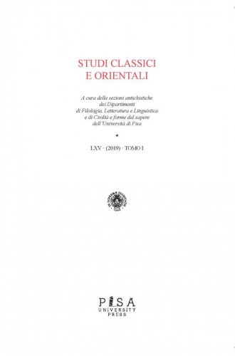 Studi Classici Orientali - vol. LXV 2019- tomo I