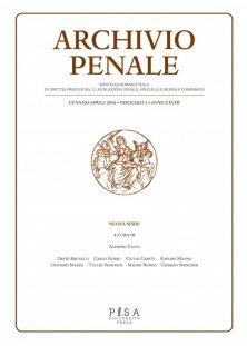 Archivio Penale 1/2016 - Rivista quadrimestrale di Diritto e legislazione penale speciale, europea e comparata