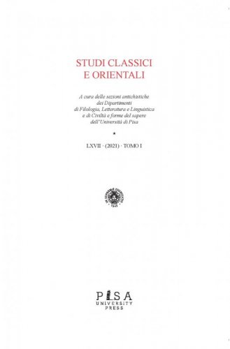 Studi Classici Orientali 2021 - Vol. LXVII - Tomo 1