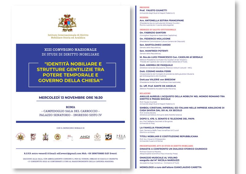 XIII Convegno nazionale di studi di diritto nobiliare e presentazione di 