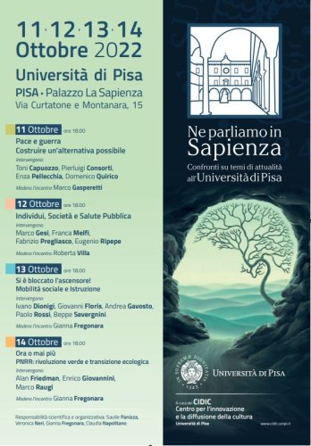 Ne parliamo in Sapienza. Confronti su temi di attualità all’Università di Pisa - 11-14 ottobre 2022