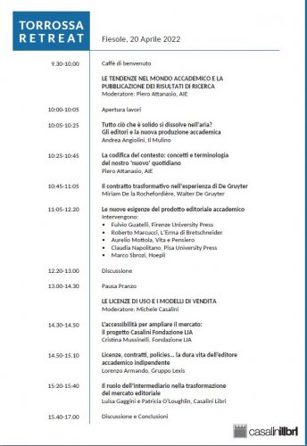 Pisa University Press partecipa a Torrossa Retreat - 20 aprile 2022