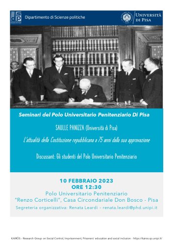 Seminario "L’attualità della Costituzione repubblicana a 75 anni dalla sua approvazione" al Polo Universitario Penitenziario di Pisa - 10.02.2023
